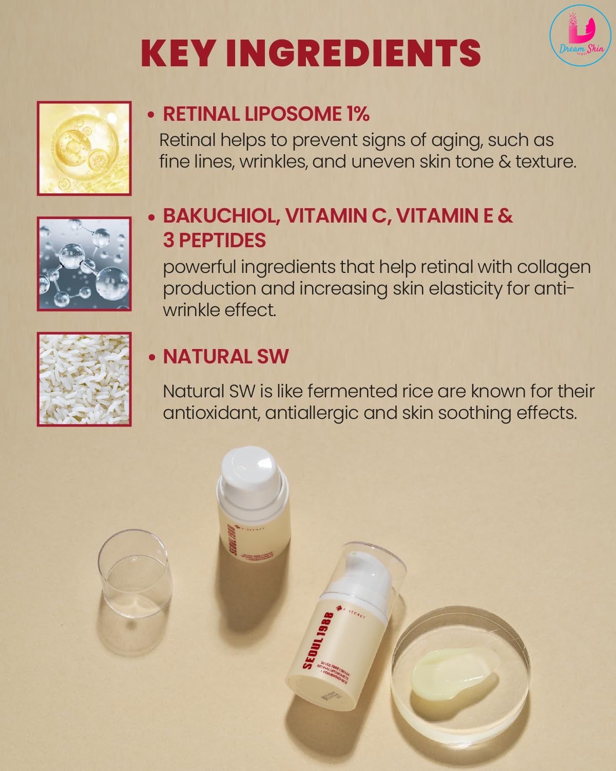SEOUL 1988 Cream Retinal Liposome 1% + Fermented Rice [50ml] 